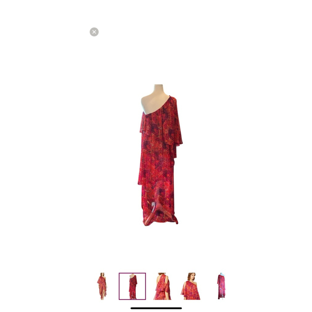Women's MISA Los Angeles One Shoulder Dress S Red Purple